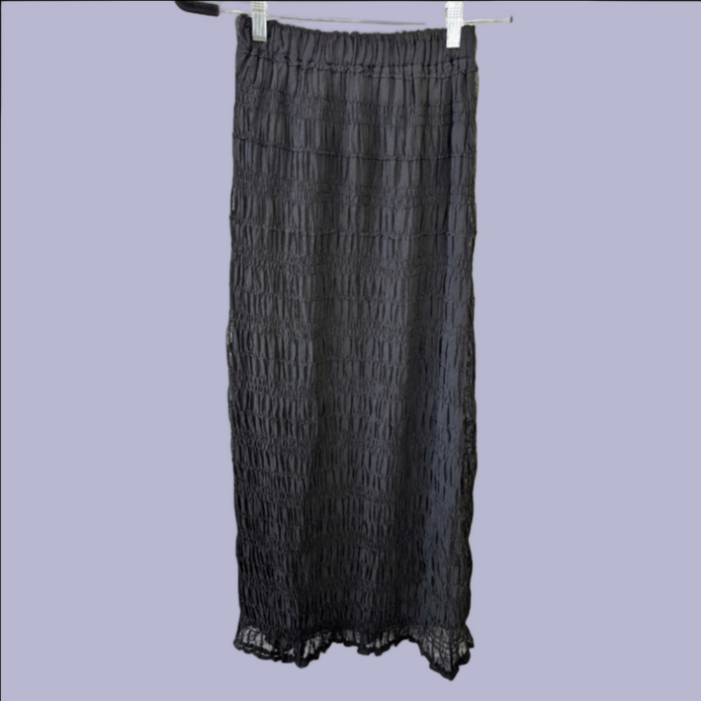 Skirt Black Maxi Elastic Waist Crinkle Fabric Grunge Bohemian XS NWT